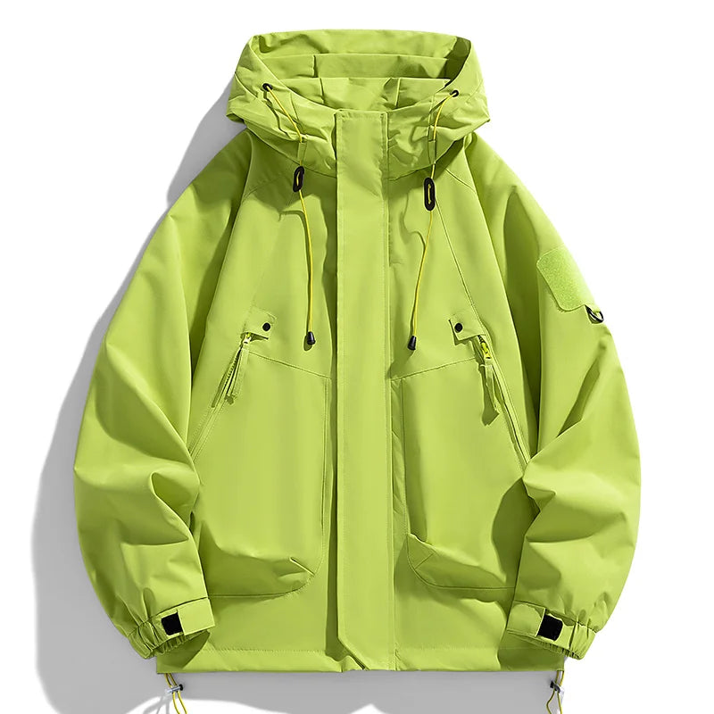 Men's Hooded Waterproof Jacket Black Softshell Camping