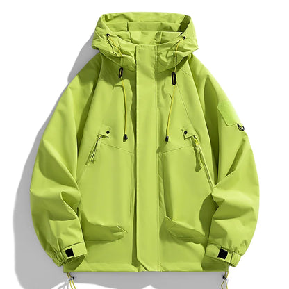 Men's Hooded Waterproof Jacket Black Softshell Camping