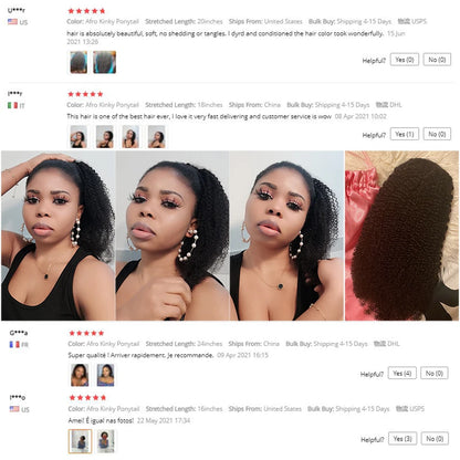 Mongolian Afro Kinky Curly Clip-In Ponytail Extension