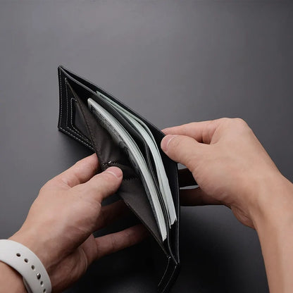PU Leather Short Wallet for Men in Thin Folding Design