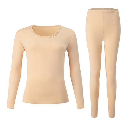 Women's Solid Color Round Neck Warm Suit