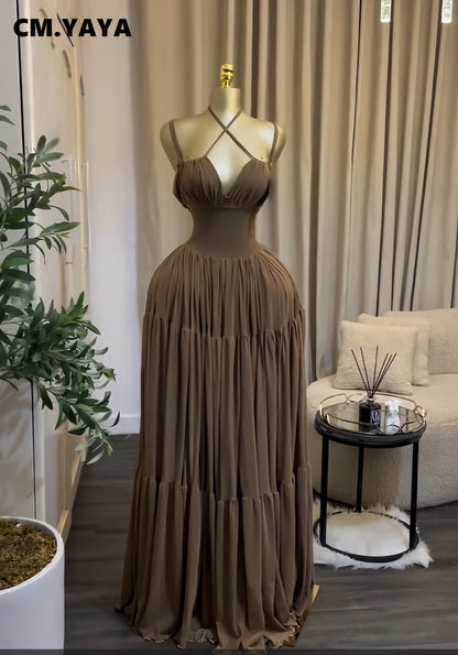 Summer Women Halter Maxi Dress Slim Polyester Beach Party