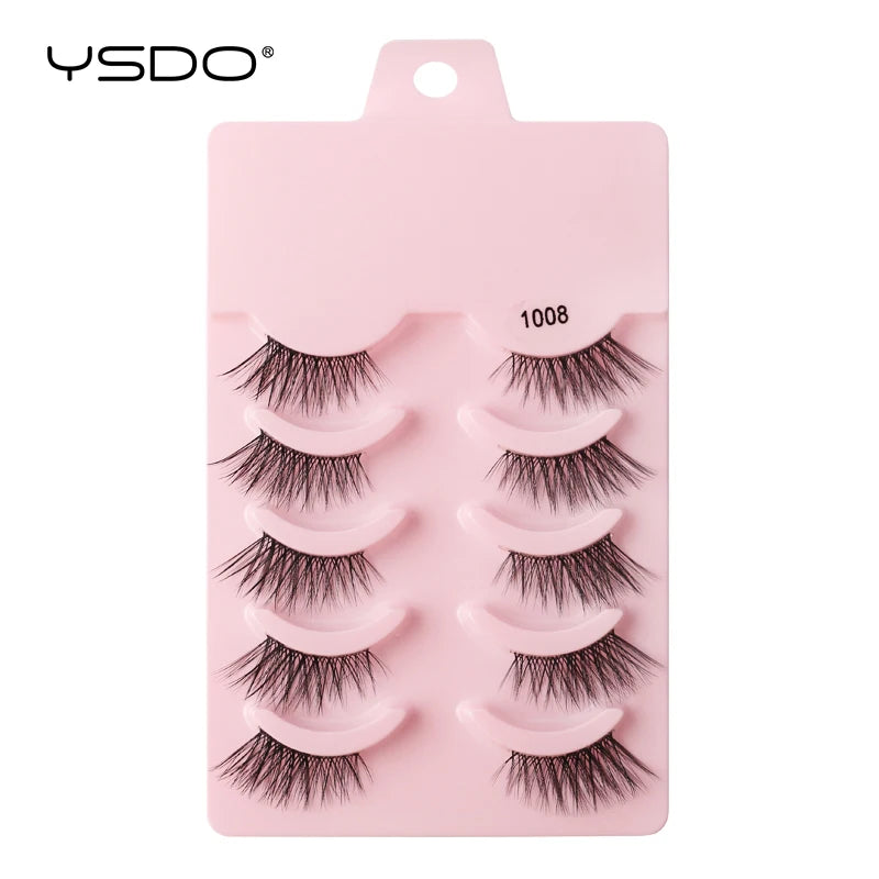 YSDO 5/10 Pairs Natural Soft Black Half Lashes