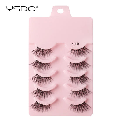 YSDO 5/10 Pairs Natural Soft Black Half Lashes
