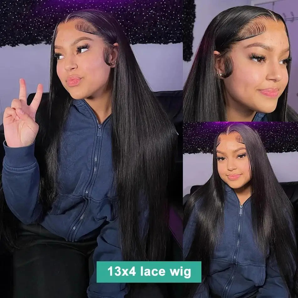 40 Inch Straight Human Hair Wig with Transparent Lace