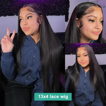 40 Inch Straight Human Hair Wig with Transparent Lace