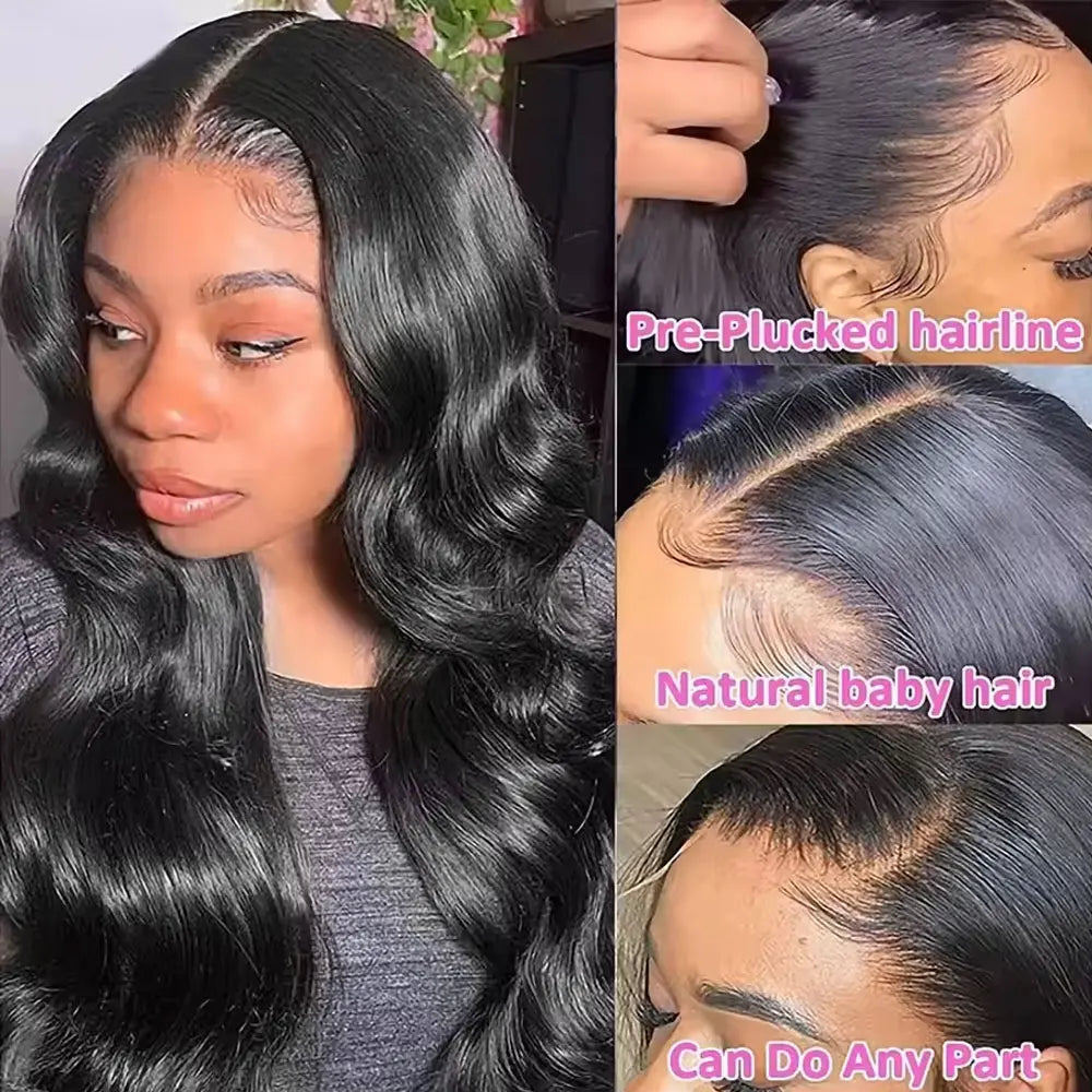 42 Inch 250% Density Body Wave Lace Front Wig Black