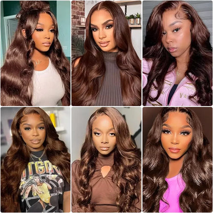 Chocolate Brown Body Wave Lace Front Human Hair Wig