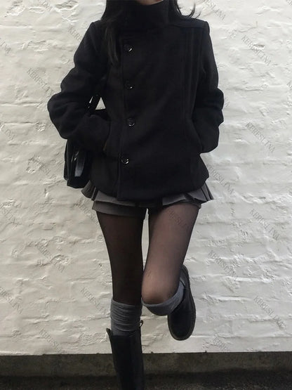 Women's Y2K Solid Color Turtleneck Coat