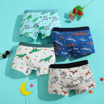 Boys Cotton Boxer Briefs with Dinosaur Print