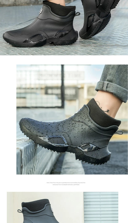 Men's Waterproof Fleece-Lined Rain Boots