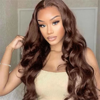 Chocolate Brown Body Wave Lace Front Human Hair Wig