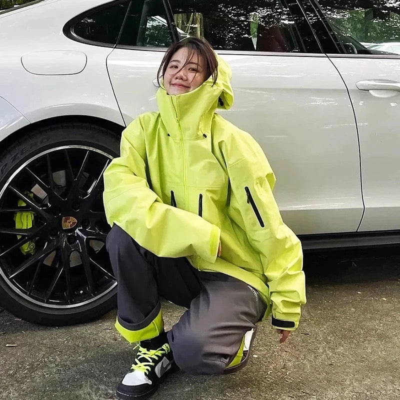 Three Layer Waterproof Windbreaker Jacket for Camping