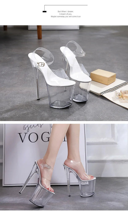 High Heel Crystal Platform Sandals for Women
