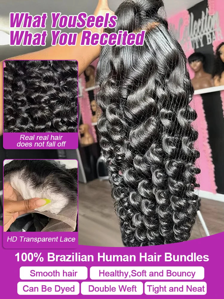Loose Deep Wave 360 Full Lace Front Human Hair Wig 30 Inch