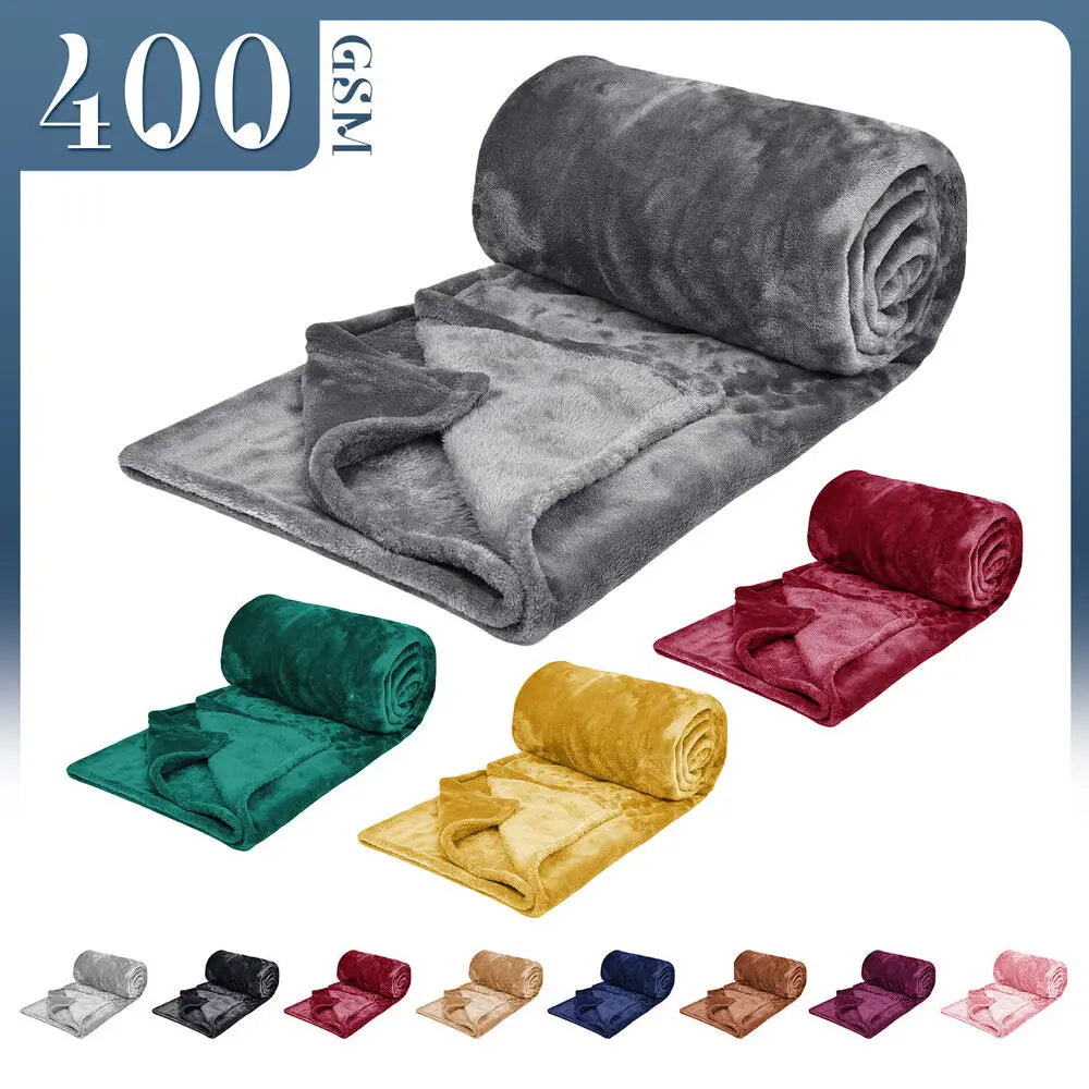 Solid Fleece Blanket for Couch and Bed, Super Soft Plush