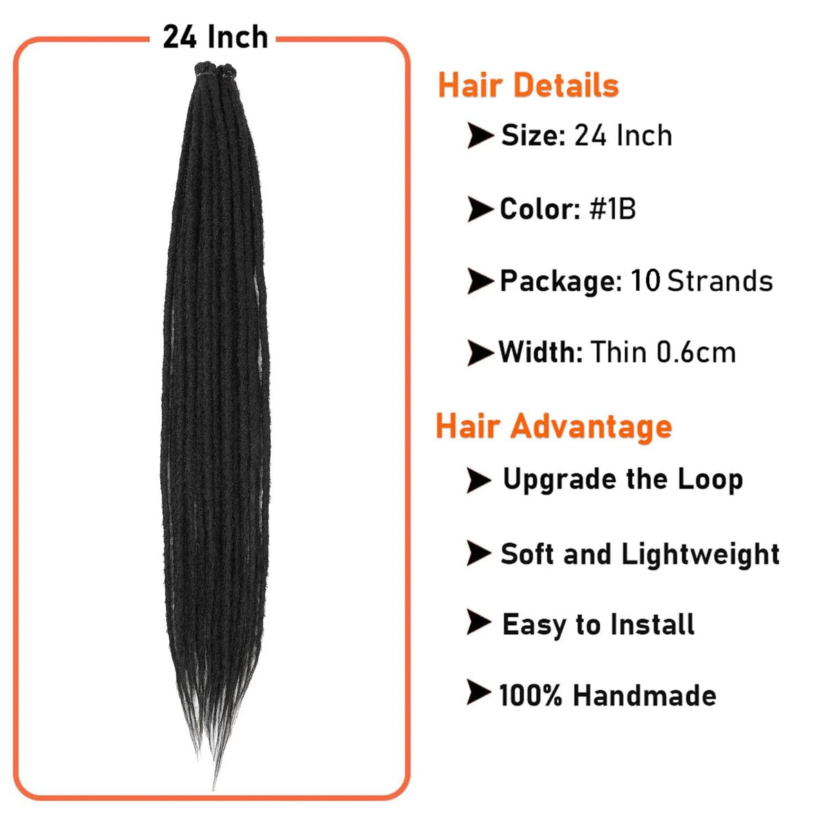 24 Inch Ombre Synthetic Dreadlock Extensions 10 Strands