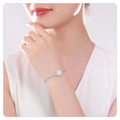 Moissanite Sunflower Bracelet in 925 Sterling Silver