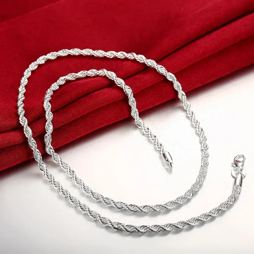 4MM Rope Chain 925 Sterling Silver Necklace Unisex