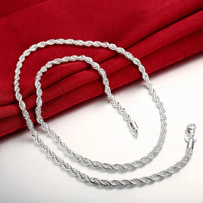 4MM Rope Chain 925 Sterling Silver Necklace Unisex