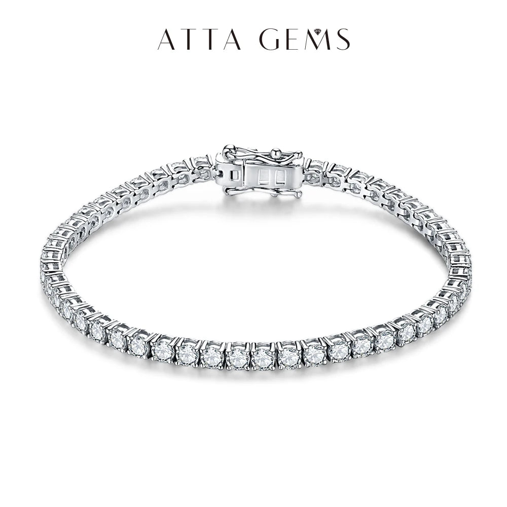 Moissanite Tennis Bracelet Round Cut 925 Silver White Gold