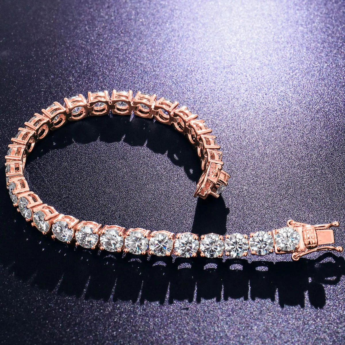 Moissanite Tennis Bracelet 2-6.5mm Rose Gold Silver
