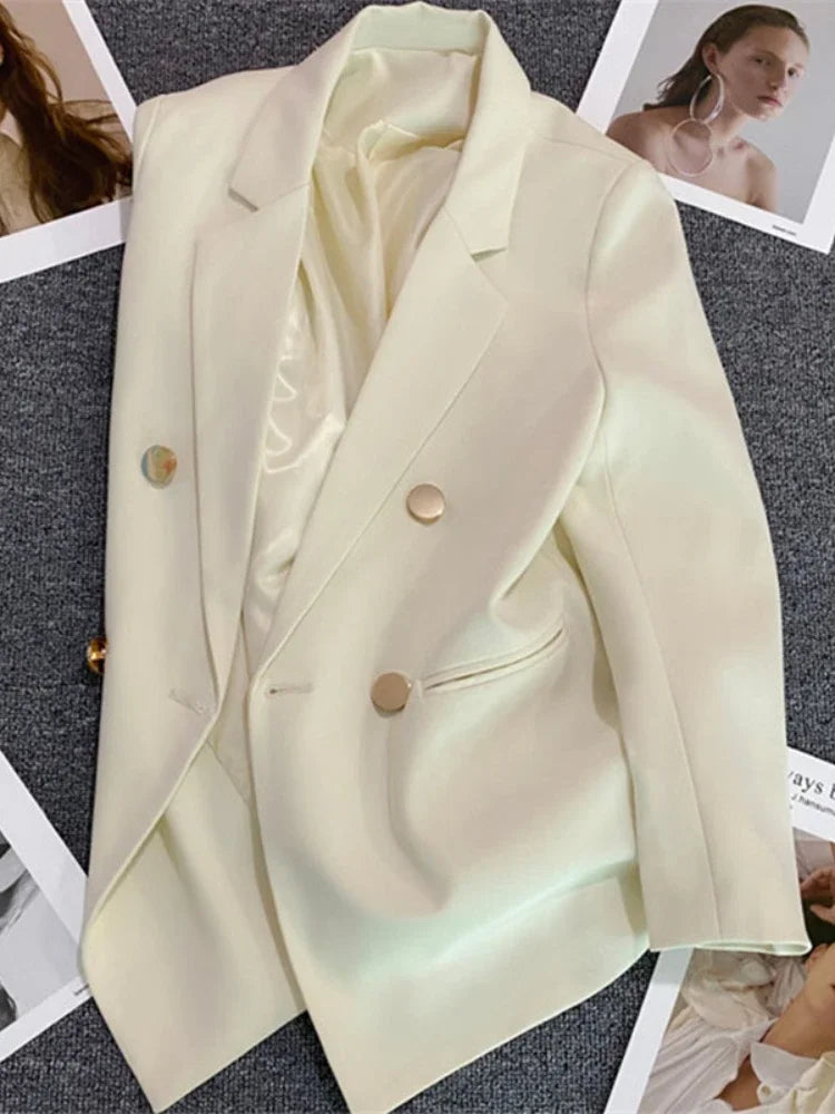 Elegant Women's Double Breasted Blazer Coat