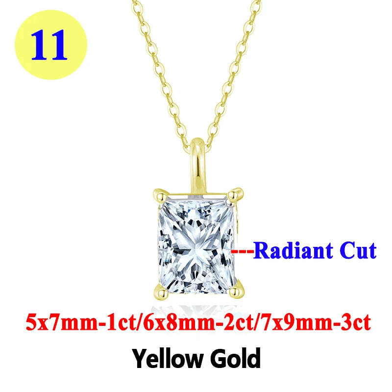Moissanite Pendant Necklace 18K Gold Plated Women