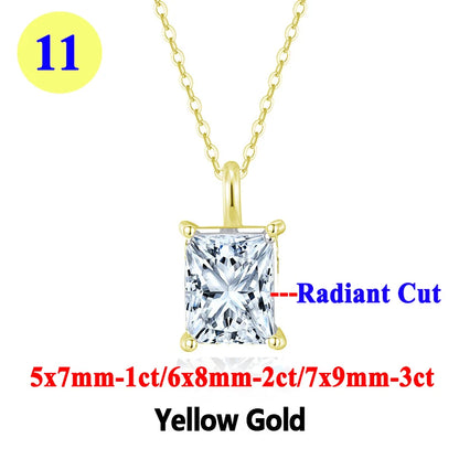 Moissanite Pendant Necklace 18K Gold Plated Women