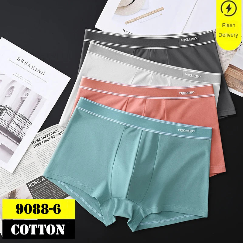 Men's Cotton Boxer Shorts Underwear 4Pcs Set