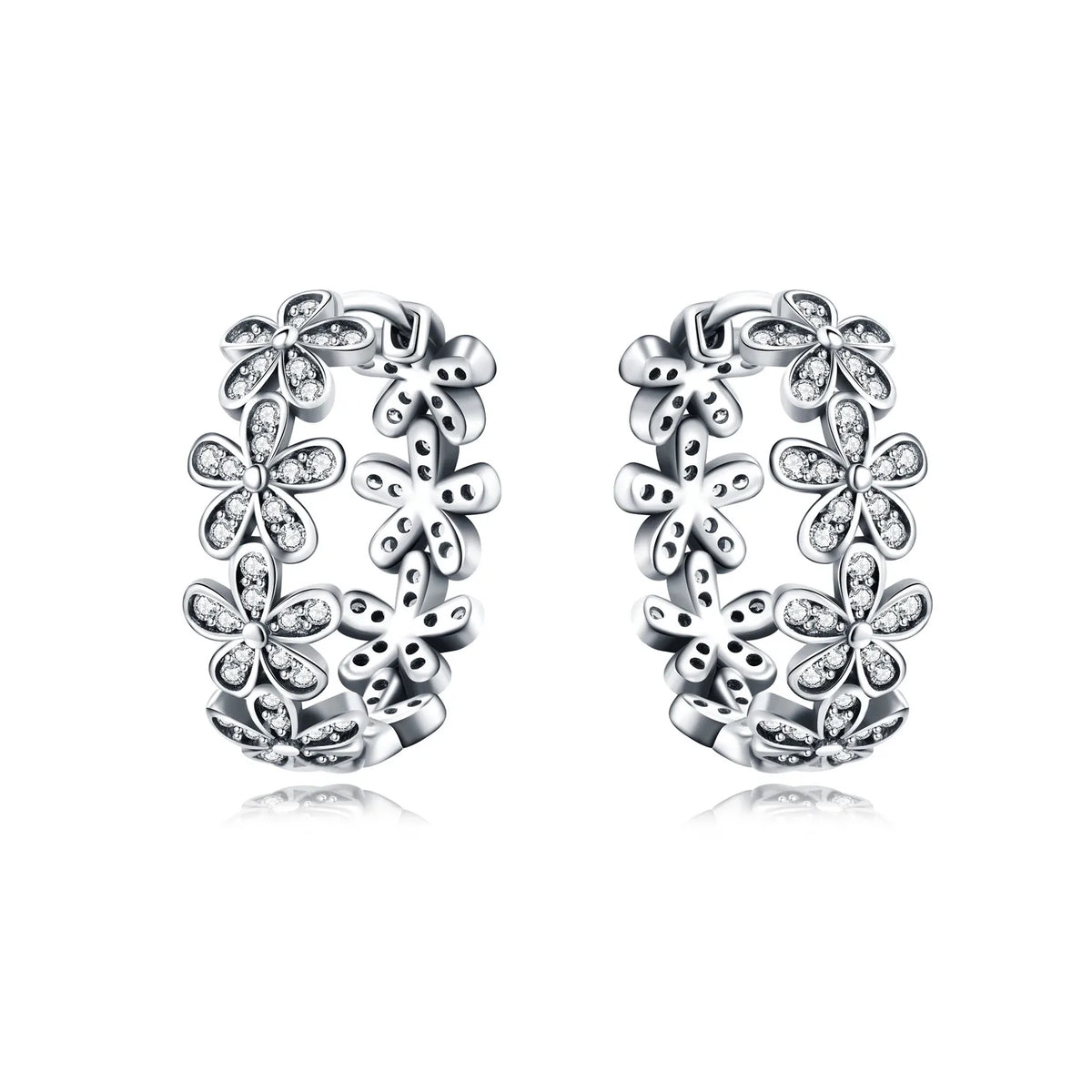 S925 Sterling Silver Iris Flower Hoop Earrings for Women