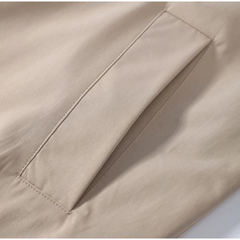 Double-Sided Long Trench Coat for Women with Pockets