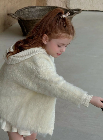 Hooded Knitted Lace Dress for Girls