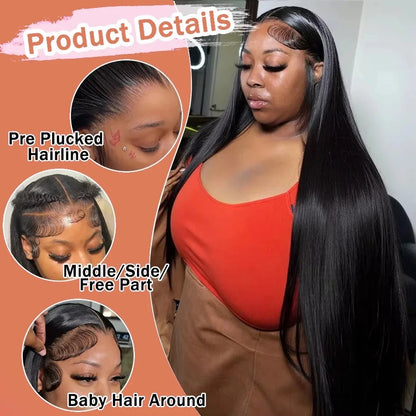 40 Inch Straight Lace Front Human Hair Wig