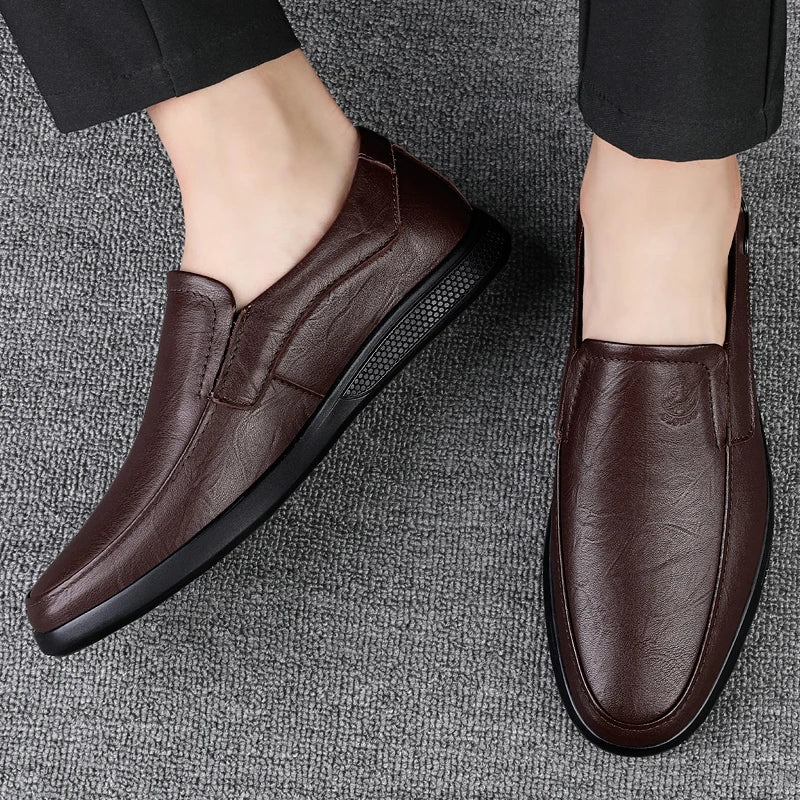 CLOHOO Men's Leather Casual Loafers for Office