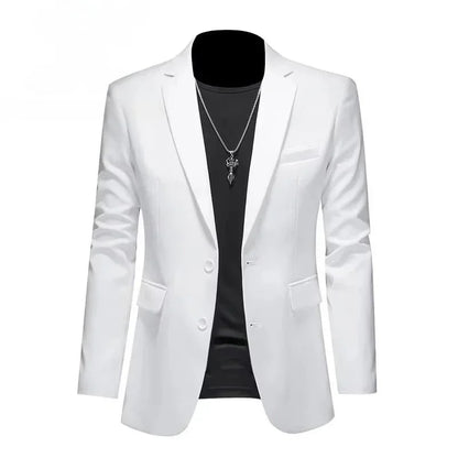 Men's White Formal Suit Jacket with Long Sleeves