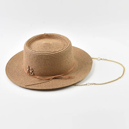 Elegant Straw Sun Hat for Women with Ribbon Decoration