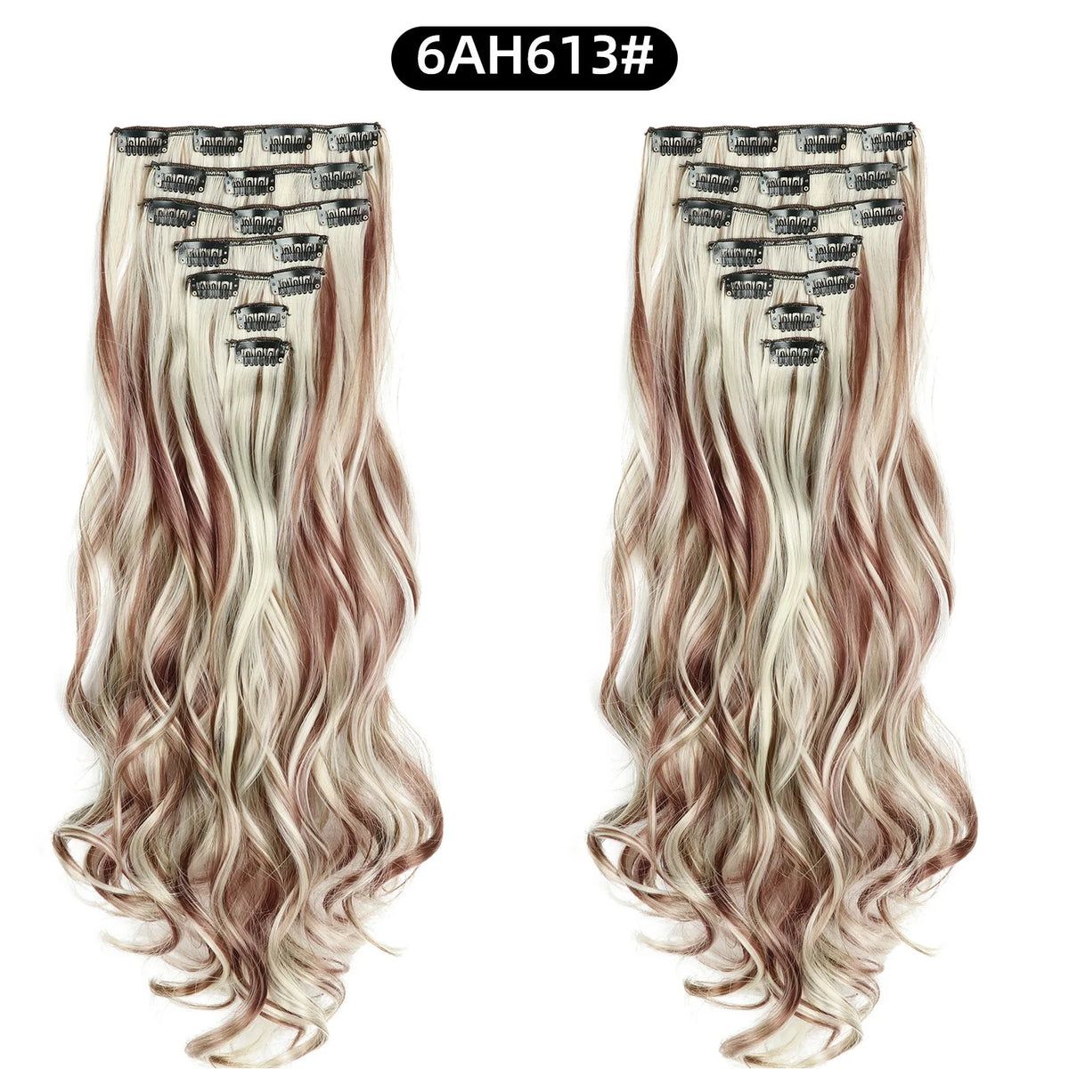 22 Inch Curly Wavy Clip In Hair Extensions Synthetic