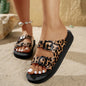 Leopard Print Buckle Women's Sandals Casual Slides