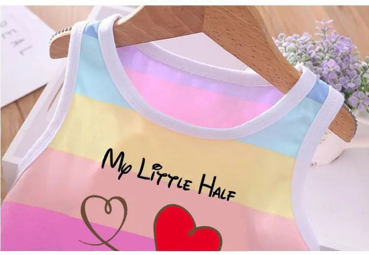 Cartoon Printed Vest and Shorts Set for Kids