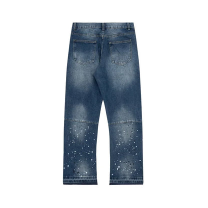 Washed Denim Trousers for Men with Micro-Flared Style