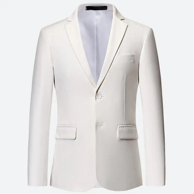 Men's White Formal Suit Jacket with Long Sleeves
