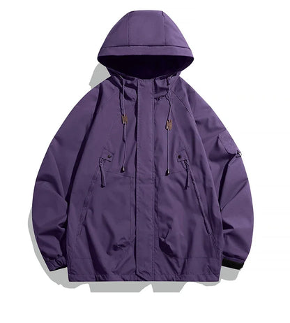 Men's Waterproof Hooded Jacket Cargo Black Softshell