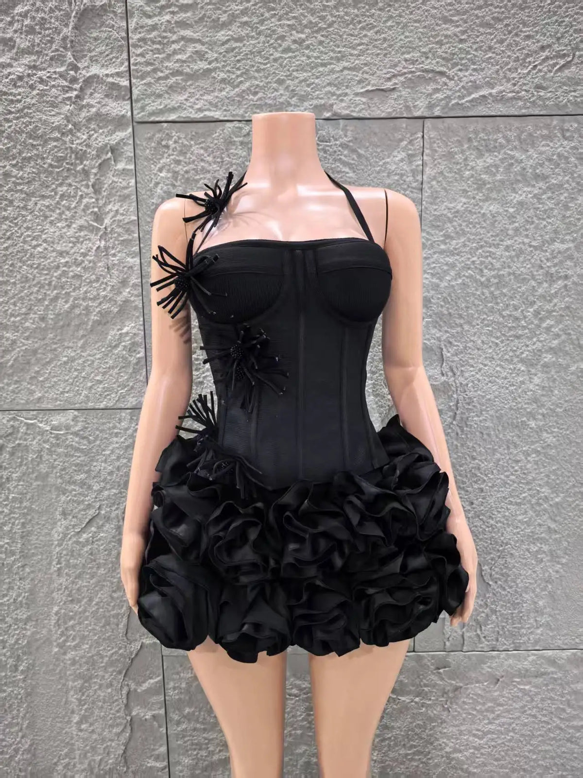 Black Strapless Bodycon Mini Dress for Women