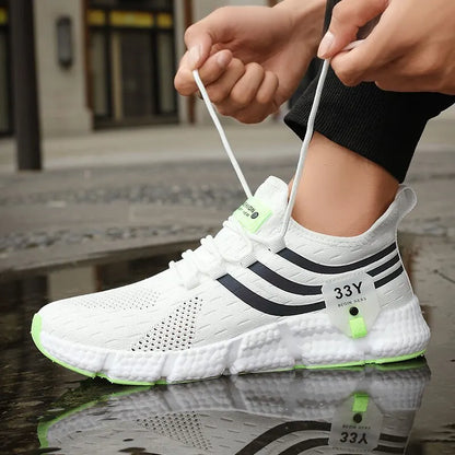 Men's Breathable Lightweight Black Running Sneakers
