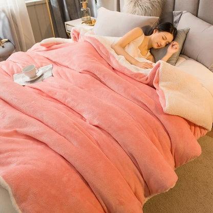 Wool Throw Blanket Double Sided Queen Size Winter Use