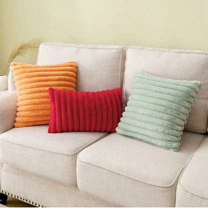 Faux Fur Plush Throw Pillow Covers 30x50cm 45x45cm Orange Green Pink Cream