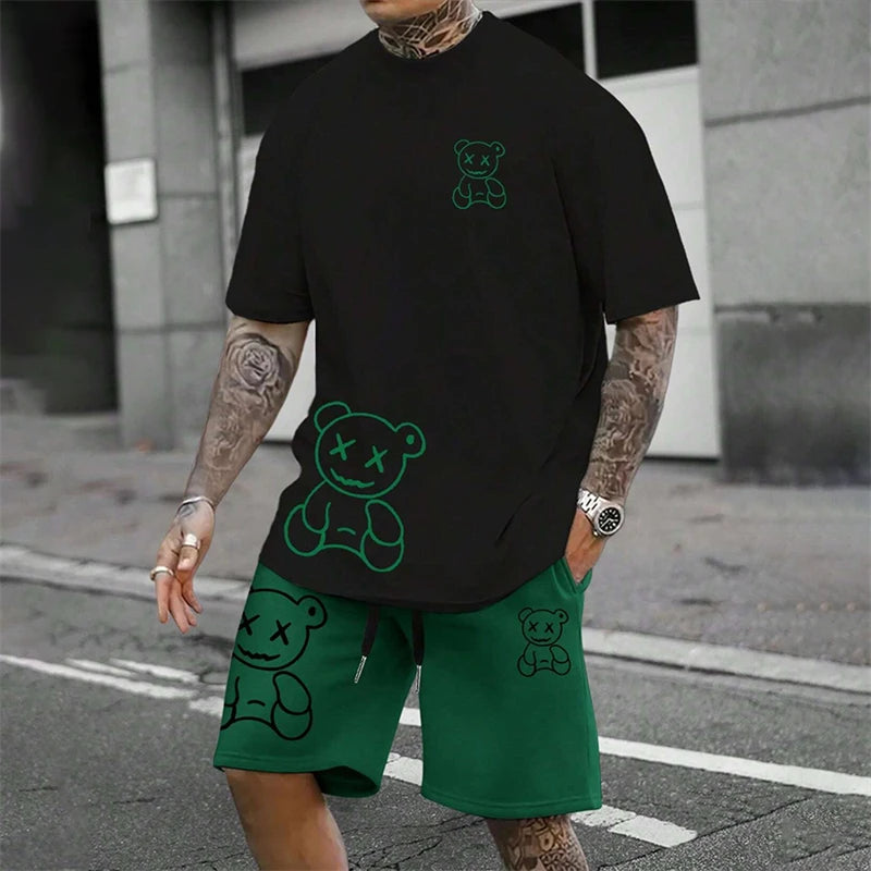Men's Summer Loose Harajuku T-Shirt and Shorts Set