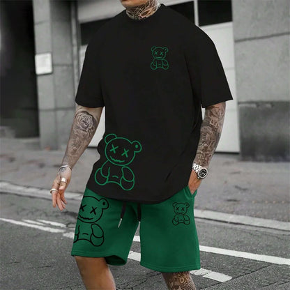 Men's Summer Loose Harajuku T-Shirt and Shorts Set