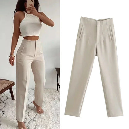 High Waist Pencil Pants for Women in Black and Pink